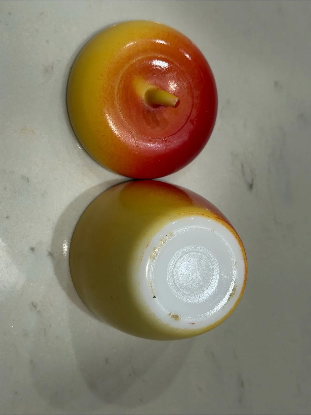 Vintage Hazel Atlas apple milk glass jam jar